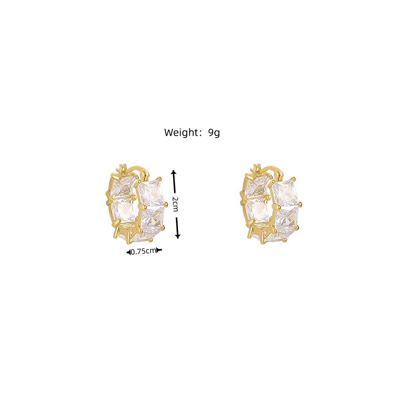 1 pair sweet solid color plating inlay copper zircon gold plated earrings