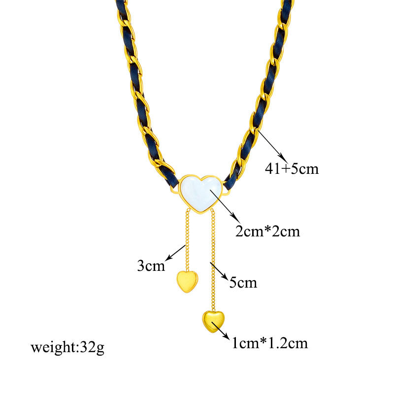 vintage style simple style heart shape stainless steel plating inlay artificial pearls 18k gold plated pendant necklace