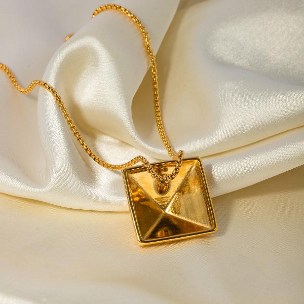ig style square stainless steel plating 18k gold plated necklace