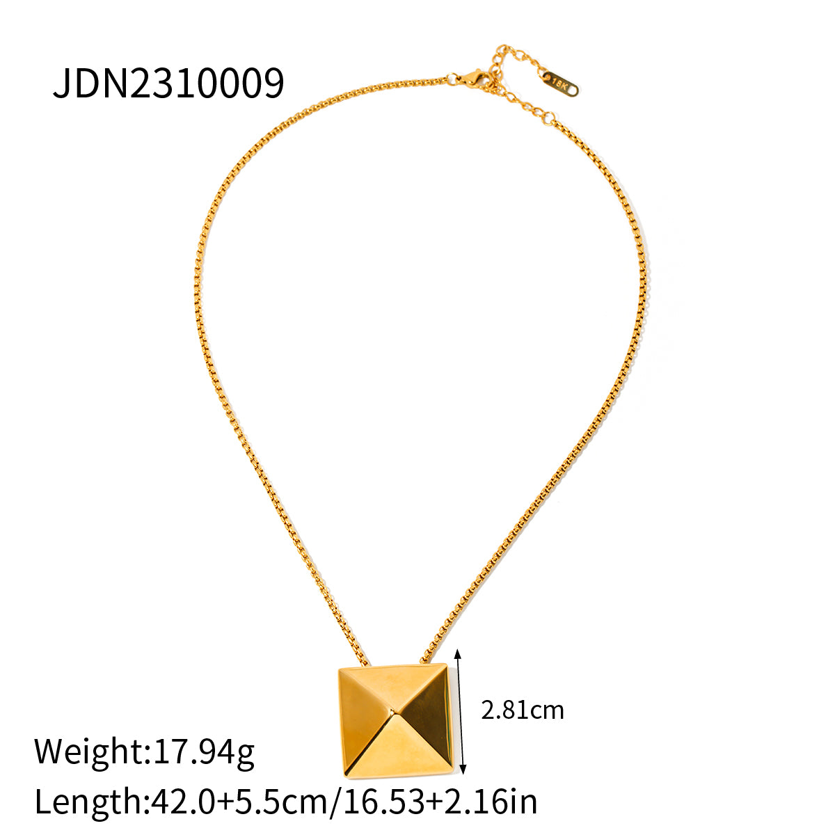ig style square stainless steel plating 18k gold plated necklace