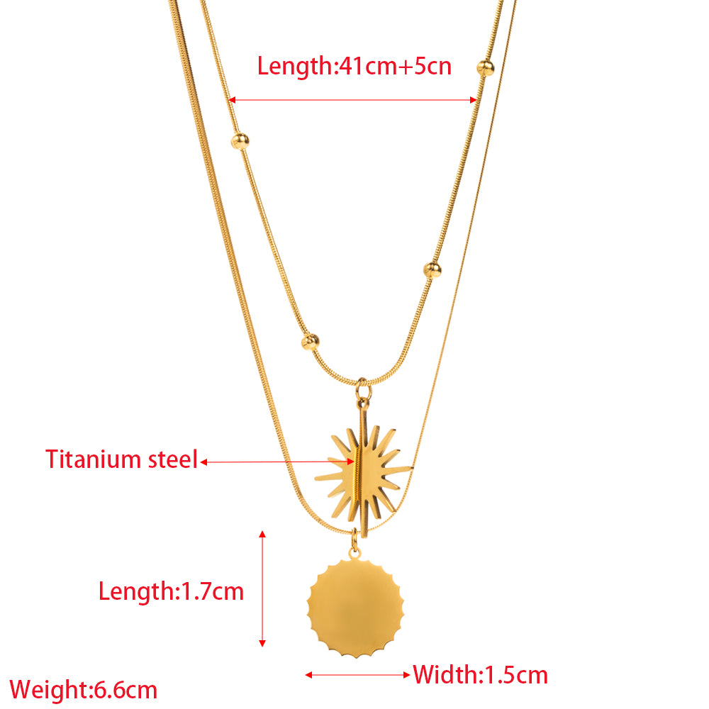elegant simple style classic style heart shape stainless steel titanium steel plating inlay glass 24k gold plated pendant necklace