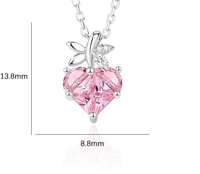 lady heart shape sterling silver inlay zircon pendant necklace