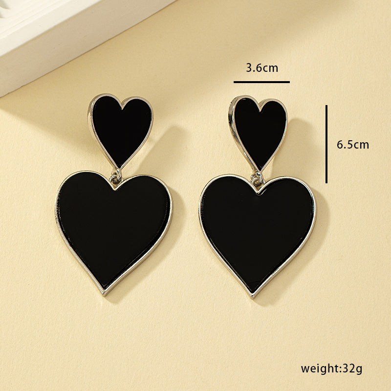 1 pair streetwear commute heart shape plating alloy 14k gold plated drop earrings
