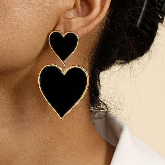 1 pair streetwear commute heart shape plating alloy 14k gold plated drop earrings